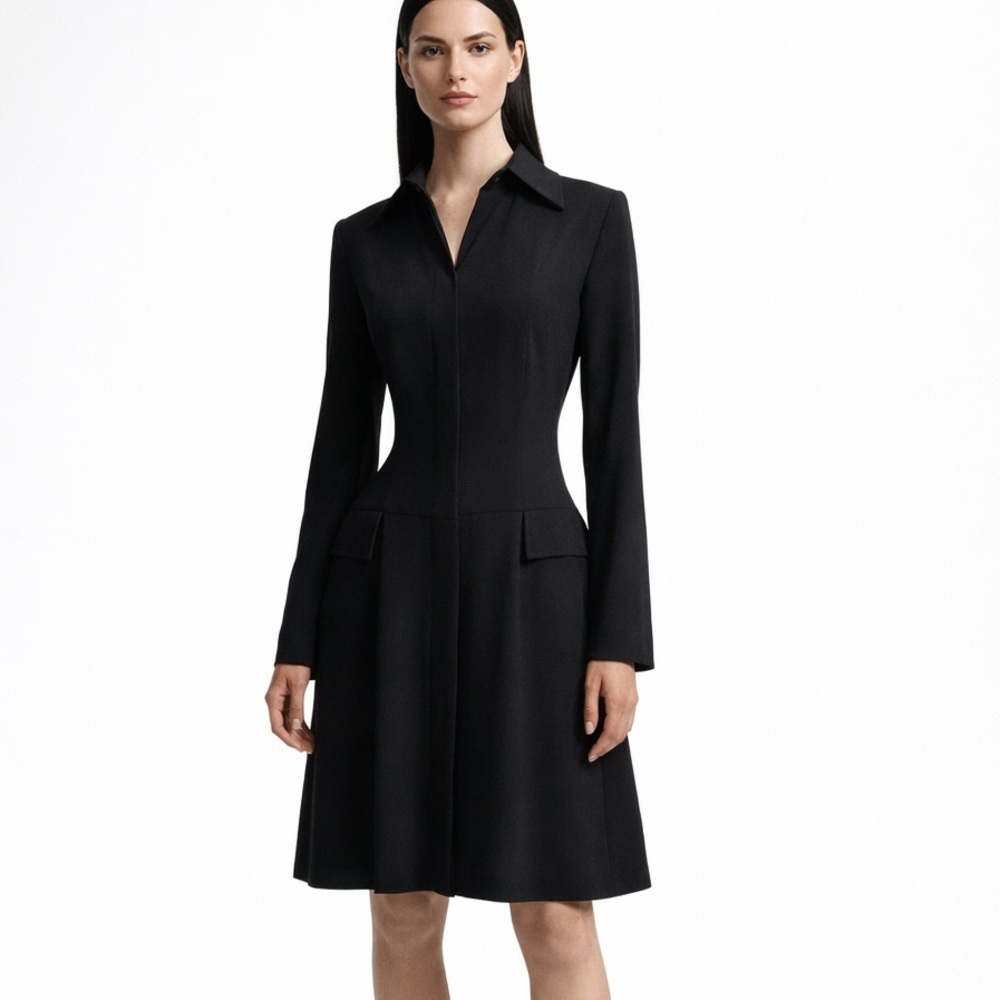 🇨🇦 Vintage 90s Club Monaco Black Shirt Dress Minimalist Size Small - Picture 6 of 6